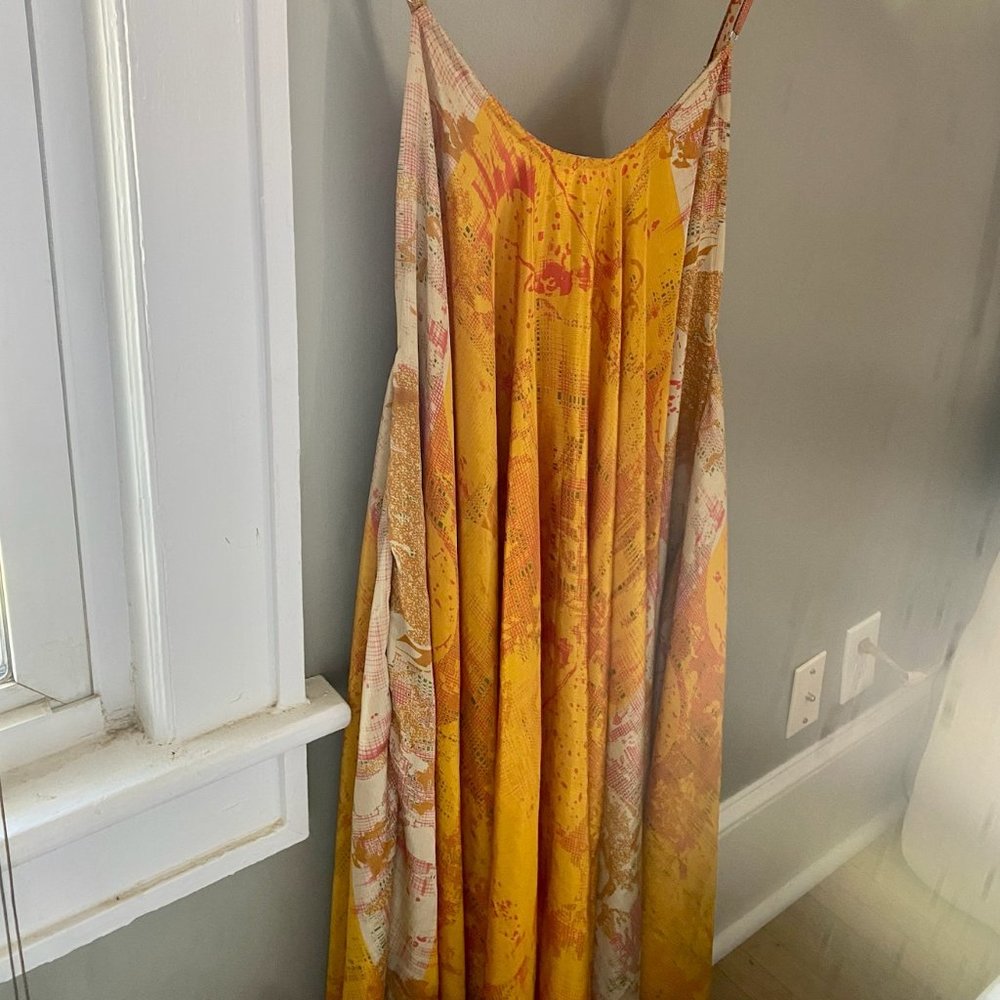 Kantha Bae SILK golden moonchild slip dress